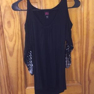 Bebe cold shoulder sparkle sequin 3/4 sleeve